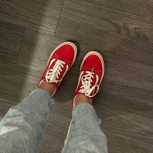Vans Red and White Sneakers